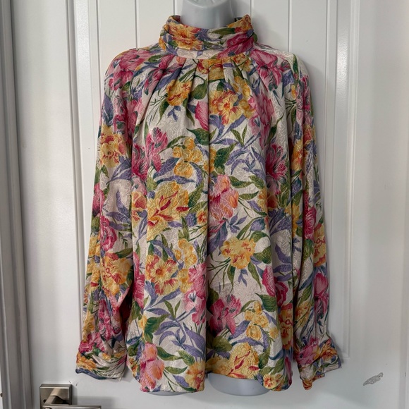 EJHARPER Womenβs 14 Long sleeve Turtle neck blouse plus size polyester floral - Picture 13 of 15